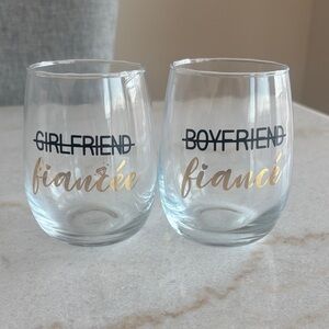 Fiancé Stemless Wine Glass Set